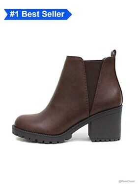 Mid Heel Ankle Bootie with Double Elastic Gore and Lug Sole